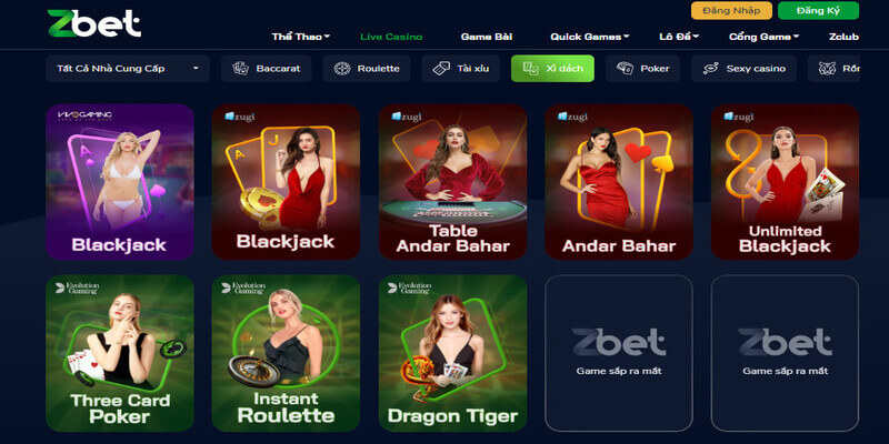 Các trò chơi Casino trực tuyến ZBET phổ biến nhất